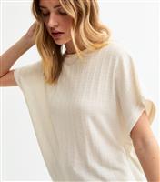 Women's Cream Oversized Pointelle Top New Look