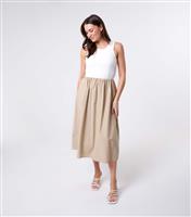 Women's Cream Contrast Skirt Midi Dress Blue Vanilla New Look