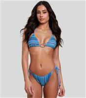 Women's Blue Crochet Tie Side Bikini Bottoms South Beach New Look