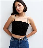 Women's Black Textured Crop Top New Look