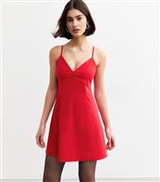 Women's Red Strappy A-Line Mini Dress New Look