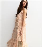 Women's Cream Floral Print Chiffon Midi Dress New Look