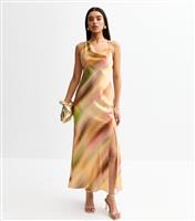 Women's Multicoloured Ombre Print Satin Midi Dress New Look