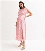Women's Maternity Pink Floral Print Flutter Sleeve Midi Dress New Look