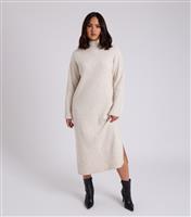 Women's Cream Ribbed High Neck Midi Dress Urban Bliss New Look