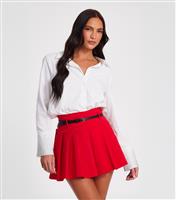 Women's Red Belted A Line Mini Skirt Quiz New Look