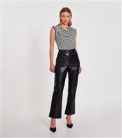 Women's Black Striped Draped Neck Top Quiz New Look
