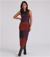 Women's Purple Mesh Tie Dye Midaxi Dress Urban Bliss New Look