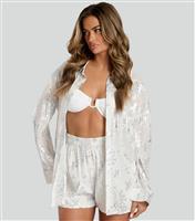 Women's White Starfish Jacquard Shirt South Beach New Look