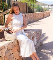 Women's Cream Linen Look Midi Skirt South Beach New Look