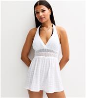 Women's White Lace Insert Cover Up Playsuit New Look