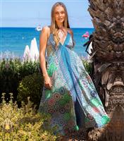 Women's Blue Scarf Print Halterneck Maxi Dress South Beach New Look