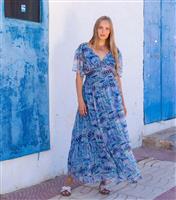 Women's Light Blue Leaf Print Midi Dress South Beach New Look