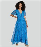 Women's Blue Leopard Print Chiffon Maxi Dress South Beach New Look
