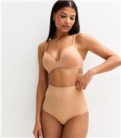 Women's Tan Bonded Smooth High Waisted Medium Control Shaping Brazilian Briefs New Look