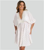 Women's White V-Neck Sequin Mini Dress South Beach New Look