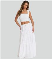 Women's White Broderie Anglaise Maxi Skirt South Beach New Look