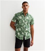 Men's Green Hawaiian Print Shirt Jack & Jones New Look