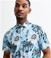 Men's Light Blue Hawaiian Print Short Sleeve Shirt Jack & Jones New Look