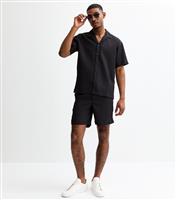 Men's Black Ribbed Texture Drawstring Shorts Jack & Jones New Look