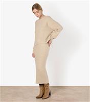 Women's Stone Waffle Knit Midaxi Skirt Apricot New Look