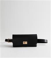 Black Faux Leather Belt Phone Bag New Look