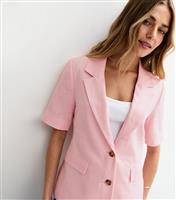 Women's Light Pink Linen Blend Short Sleeve Blazer New Look