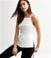 Women's White Slit Hem Longline Jersey Cami Top New Look