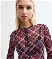 Women's Red Checked Mesh Cardigan New Look