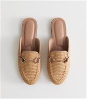 Women's Camel Backless Faux Leather Snaffle Detail Loafers Vegan New Look