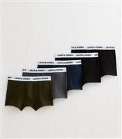 Men's Dark Green Pack of 5 Boxer Trunks Jack & Jones New Look