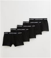 Men's Black Pack of 5 Boxer Trunks Jack & Jones New Look