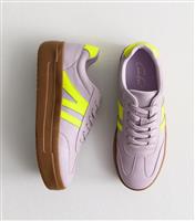 Women's Lilac Faux Leather Platform Sole Trainers Vegan New Look
