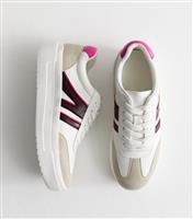 Women's Light Pink Faux Leather Platform Sole Trainers Vegan New Look