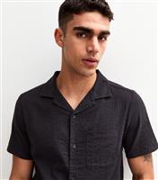 Men's Black Relaxed Seersucker Short Sleeve Shirt New Look