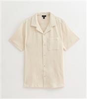 Men's Off White Crinkled Short Sleeve Shirt New Look
