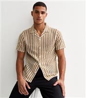 Men's Stone Regular Zigzag Short Sleeve Shirt New Look