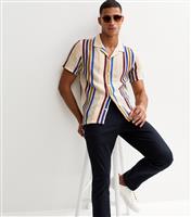 Men's Multicoloured Regular Striped Textured Short Sleeve Shirt New Look