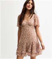 Women's Brown Snake Print Tiered Chiffon Mini Dress New Look