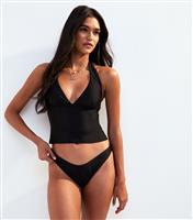 Women's Black Halterneck Tankini Top New Look