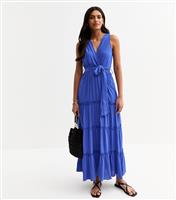 Women's Blue Tiered Midi Dress Gini London New Look