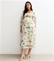 Women's Maternity Cream Floral Print Midi Dress New Look
