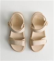 Women's Off White Canvas Double Strap Sandals Vegan New Look