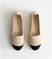 Women's Off White Woven Contrast Toe Cap Espadrilles Vegan New Look