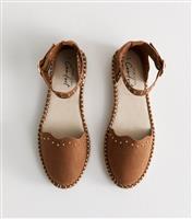Women's Tan Faux Suede Studded Espadrille Shoes Vegan New Look