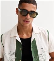 Men's Green Rectangular Sunglasses New Look