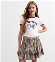 Girls' Brown Check Print Rara Mini Skort New Look