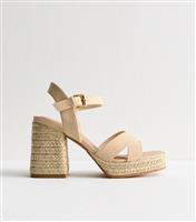 Women's Off White Crossover Strap Jute Sole Sandals Vegan New Look
