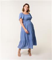 Women's Curve Blue Flutter Sleeve Dress Blue Vanilla New Look
