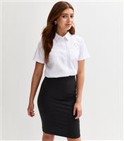 Girls' Black Jersey Pencil School Skirt New Look